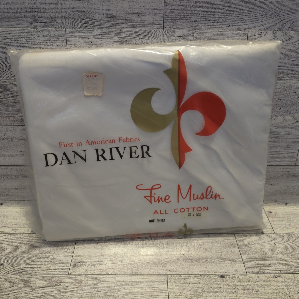 NOS VTG Dan‎ River Fine Muslin All Cotton White Flat Full Bed Sheet 81X108 -USA - Picture 5 of 7